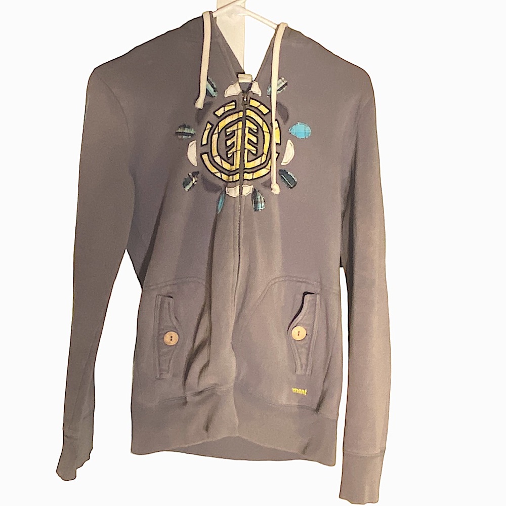 Vintage 90s Element SKATE Full Zip Women’s XS Junior L Gray Hoodie MINTY